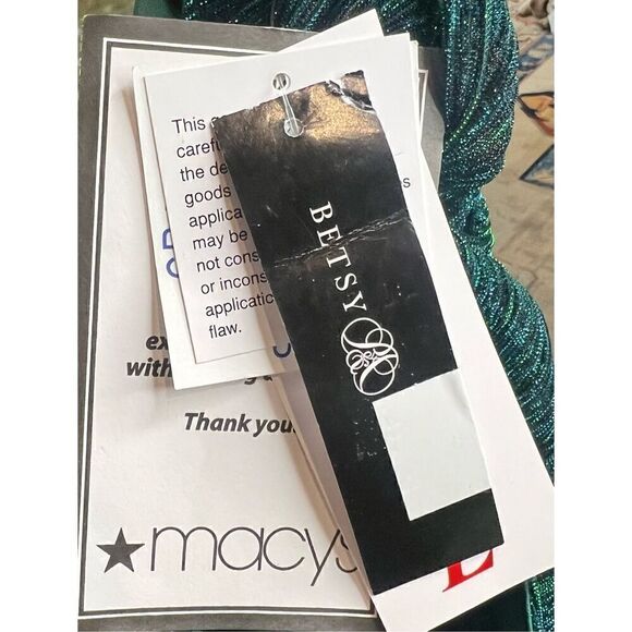 Betsy & Adam "MARISA" LONG CRINKLE DRAPE SLEEVE DRESS in Jade NWT Size 2 Petite - Picture 9 of 10